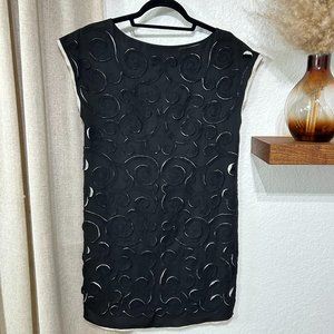 Catherine Malandrino Shift Dress in Black w/ Cream Underlay - Size XS